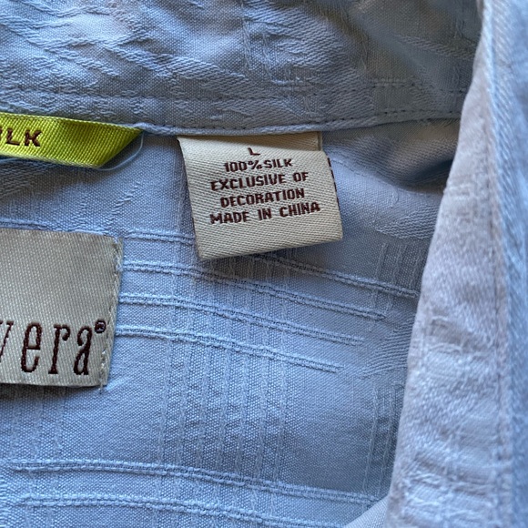Cubavera Button Down Silk Polo Light Blue Men’s Large - Picture 5 of 5